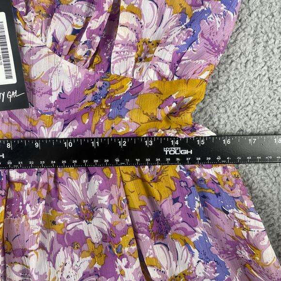 Nasty Gal Women's US 8 Purple Petite Floral Bust Detail Zip Up Playsuit - Picture 6 of 12